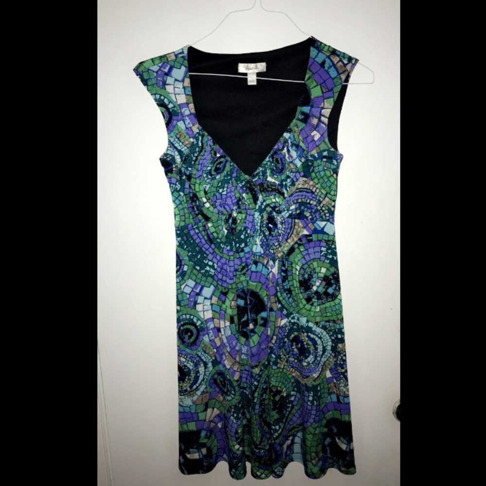 Mosaic blue green dress